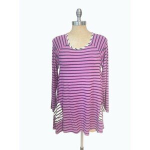 Matilda Jane No Limitations Purple Striped Swing Top with pockets Small